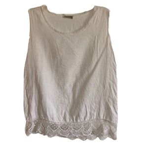 LAURA BIANCHI WHITE LINEN TANK TOP‎ L